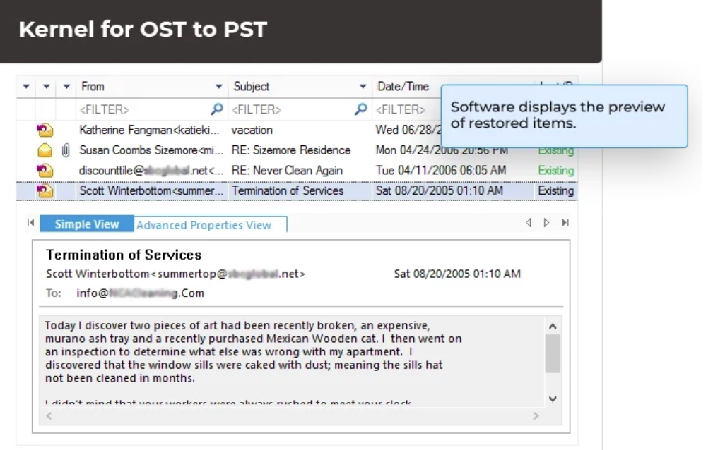 screenshot of Kernel OST to PST Converter